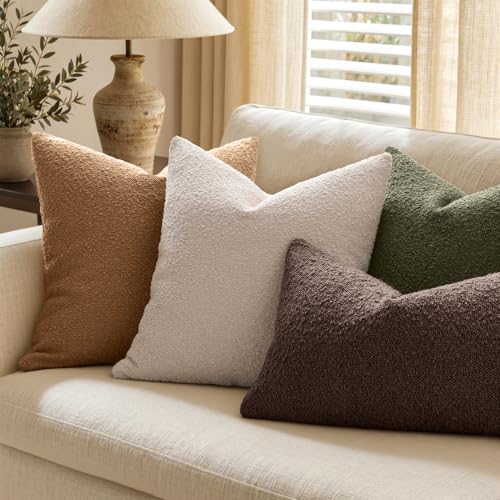 MIULEE Textured Boucle Lumbar Pillow Cover for Bed 12x20 Dark Brown - color: Dark Brown, size: 20" x 12" (Pack of 1)
