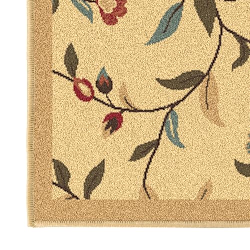 Ottomanson 5x7 Area Rugs for Living Room – Stain Resistant Bedroom Rug - color: Floral Beige
