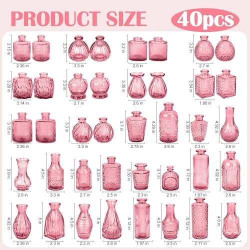Glass Bud Vases in Bulk Small Mini Dark Purple Vase for Flowers 17pc - color: Dark Purple