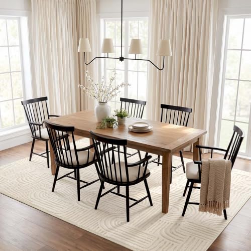 Etwel 6x9 Beige Modern Geometric Textured High-Low Pile Washable Area Rug - color: Neutral Beige, size: 6' x 9'