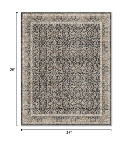 Washable 2x3 Entryway Rug, Non-Slip Door Mat, Charcoal/Taupe - color: Charcoal/Taupe, size: 2' x 3' (Rectangular)