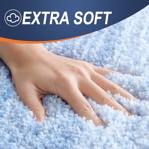 OLANLY Luxury Toilet Rugs U-Shaped 24x20, Soft Absorbent Microfiber Mat - color: Light Blue, size: 24" X 20" Contour Rug