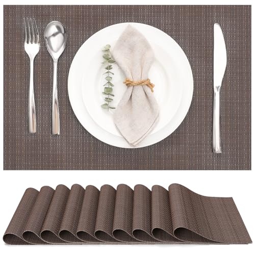 Myir JUN Placemats Set of 10 Kitchen and Dining Table Placemats - color: Coffee, size: Set of 10