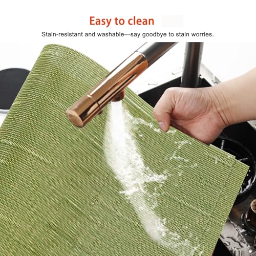 Green Vinyl Placemats Set of 6,Washable Dining PVC Table Mats - color: A-green, size: 6PCS 12"Wx18"L