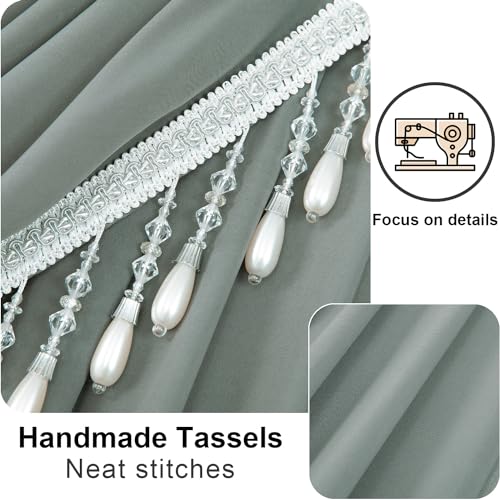 VOGOL Sheer Waterfall Valance with Tassels, 79 x 43, 1 Panel, Gray - color: Grey, size: 79"W x 43"L (Pack of 1)