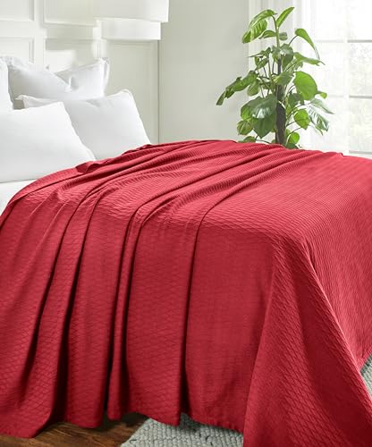 Superior Diamond Weave All-Season Cotton Blanket, Cover for Home, Couch, Bed, Soft, Warm Blankets, Boho Aesthetic, Comfy, Cozy, and Cute Covers, Decorative Bedding Essentials, Full/Queen, Burgundy - color: Burgundy, size: Full/Queen