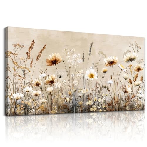 Wildflower Canvas Wall Art For Bedroom,Floral Botanical Wall Pictures 30X60 - color: Vintage Flowers, size: 60"L x 30"W