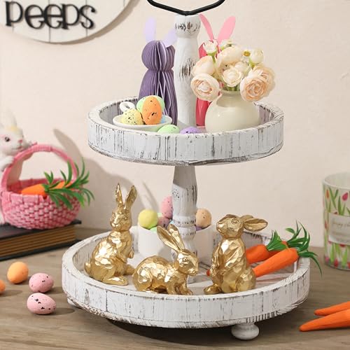 Easter Bunny Decorations - Set of 3 Golden Resin Rabbit Statues for Easter Table and Home Centerpiece - color: Easter Bunny