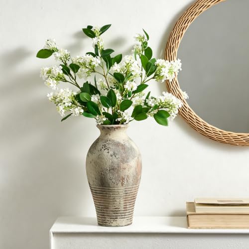 LUKA Ceramic Rustic Flower Vase Home Decor-11 inches Large Tall Retro Vases - color: Terracotta-11inches
