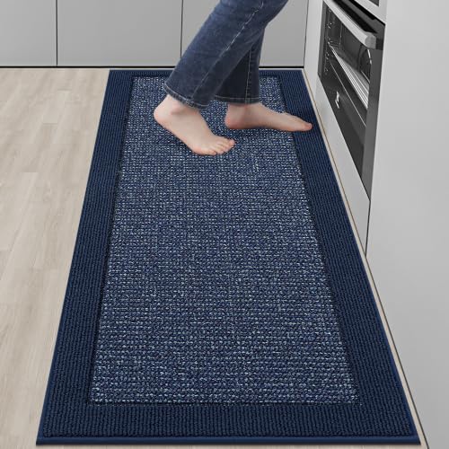 BEQHAUSE Kitchen Runner Rug 24"x60", Non Slip Kitchen Mat Washable, Blue - color: Blue, size: 24" X 60" (Rectangular)