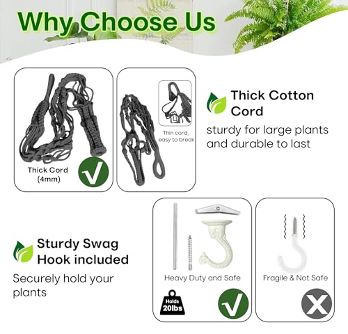 2 Pack Macrame Plant Hanger Large for 12 inch Pot, Large Plant Hanger - color: Black