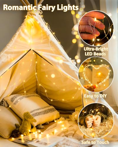 6 Pack 60 LED Fairy Lights Battery Operated with Timer, 20 FT Warm White - color: Warm White, size: 6PK(60LED)