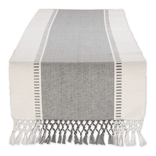 DII Dobby Stripe Table Runner, 13x72 Cool Gray & Cream Background - color: Cool Gray, size: 13x72"