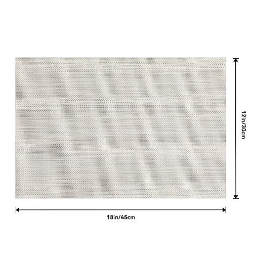 Beige White Placemats Set of 8 - Heat Resistant Non-Slip Place mats for Dining Table, Washable Durable PVC Vinyl Woven Table Mats(Beige White, 8) - color: C1- Beige White, size: Set of 8