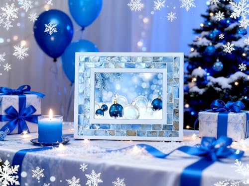5x7 Mother of Pearl Picture Frame Beach, Blue Grey, 1pc | Picture Frame 5 by 7, Tabletop or Wall Photo Frame - color: Blue Grey, size: 5x7 Inch