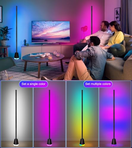 Ericlin 1PCS Smart RGB LED Corner Floor Lamp with App and Remote Control