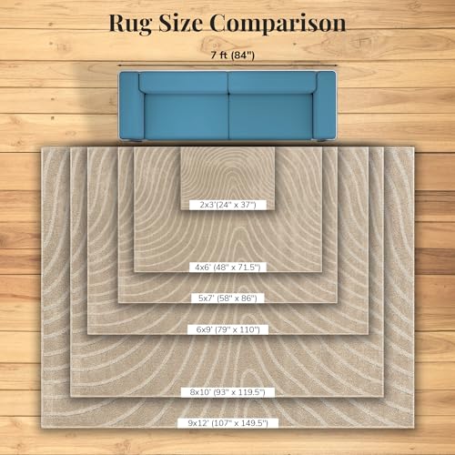 LUXE WEAVERS Modern Geometric Wave Beige 5x7 Area Rug - color: Beige, size: 5' x 7' (Rectangular)