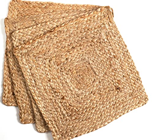 Savi Home Jute Braided Placemats Set of 4 Reversible Natural 13 Inch Square - size: 13" Square