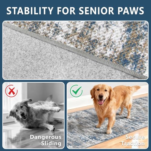 Long Hallway Runner Rug 3x12 ft Textured Non Slip for Dogs, Multi - color: Abstract-multi, size: 3' x 12' (Runner)
