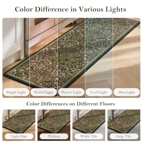 Collive Kitchen Rugs Sets of 3 Half Roung Sink Rug Cushioned Anti Fatigue - color: Olive Green, size: 17.3"x29.5"+17.3"x47"+17.3"x59"(Half-Moon)