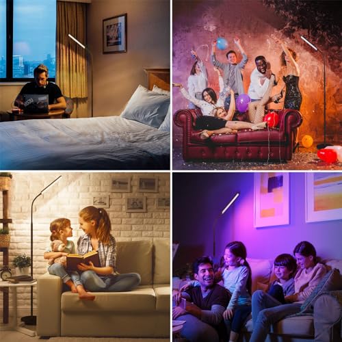 Dimunt LED Floor Lamp, Stepless Adjustable 3000K-6000K Colors, RGB - color: RGB-Black