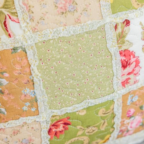 vctops Set of 2 Cotton Quilted Throw Pillow Covers (Patchwork R,18"x18") - color: Patchwork Flower R