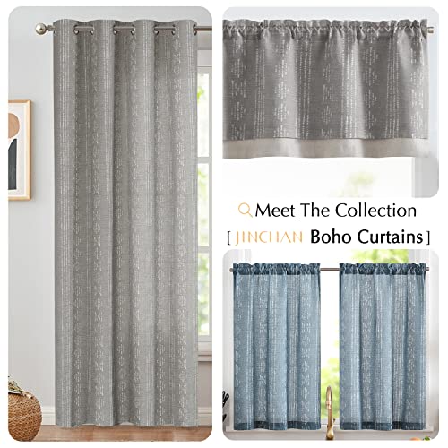 jinchan Striped Valance 18 Inch Modern Boho 1 Panel Taupe Grey - color: Boho Taupe Grey, size: 50"W x 18"L (Pack of 1)