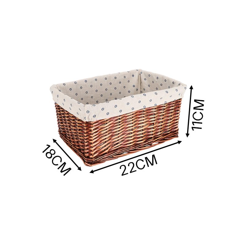 Small Rectangular Wicker Storage Basket With Liner