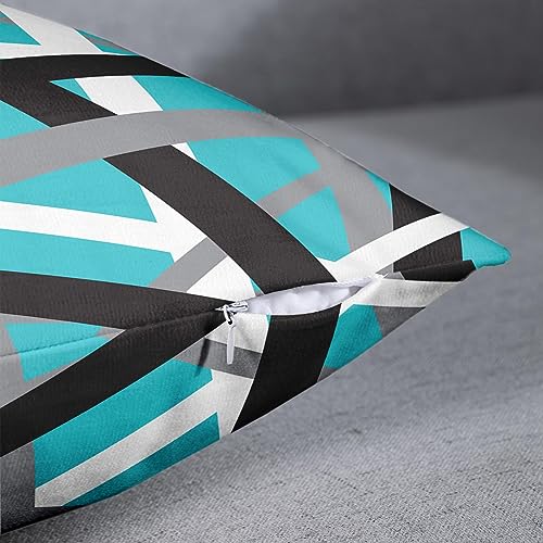 Emvency Throw Pillow Covers Set of 2, 16 x 16 Inch, Striped Retro Teal - color: Teal, size: 16" x 16" (Pack of 2)