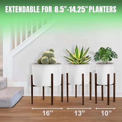 Sorbus Adjustable Metal Plant Stand – Mid Century Style Flower Pot Holder, 10 to 16 Inches Planter Stand for Modern Home Décor, Houseplants – Plant & Pot NOT INCLUDED (Brown, 1 Pack) - color: Brown, size: Adjustable 10 to 16 inches (1 Pack)
