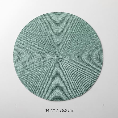 Baroyal Round Placemats Set of 8 Plastic Woven Placemats Washable Wipeable Table Mats for Dining Table Heat Resistant Non-Slip Circle Place Mats (Dusk Green) - color: Dusk Green