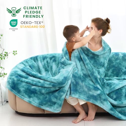 Plush Throw Blanket, Soft Flannel Fleece Blanket for Couch Sofa Bed, Cozy Warm Blanket for Bedroom Living Room, Decorative Luxury Throw, Gifts for Women, Birthday Gifts for Wife Mom Girlfriend - color: Lightblue Tie Dye Blanket, size: Throw Size 50" x 70"