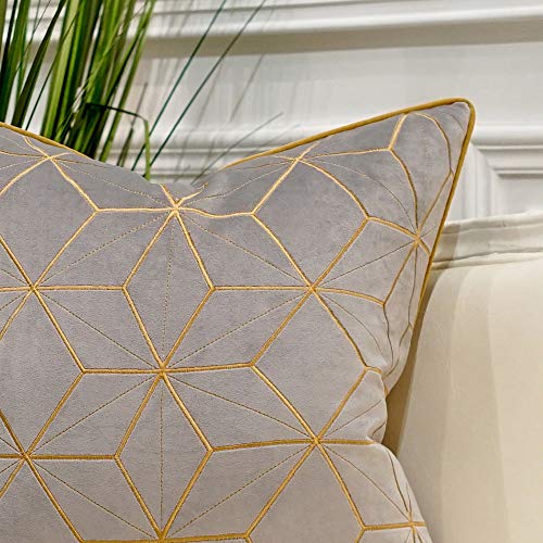 Avigers Throw Pillow Cover 18 x 18 Inch, Grey Gold, Velvet, Hidden Zipper - color: Grey,gold, size: 18" x 18" (Pack of 1)