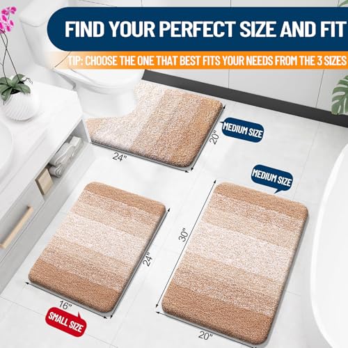 OLANLY Small Bathroom Rugs 24x16, Extra Soft Absorbent Microfiber Bath Rugs - color: Beige, size: 24" X 16"