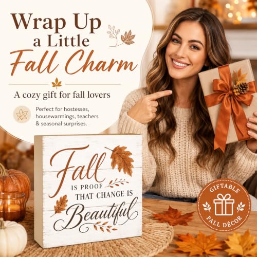 Fall is Proof That Change is Beautiful Sign | Orange Typography Wall Art - color: FALL29