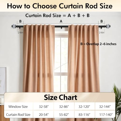 USFOOK Black Curtain Rod 32 to 58 Inch, Drapery Rods for Windows, 2 Pack - color: Black, size: 32-58"(2 Pack)