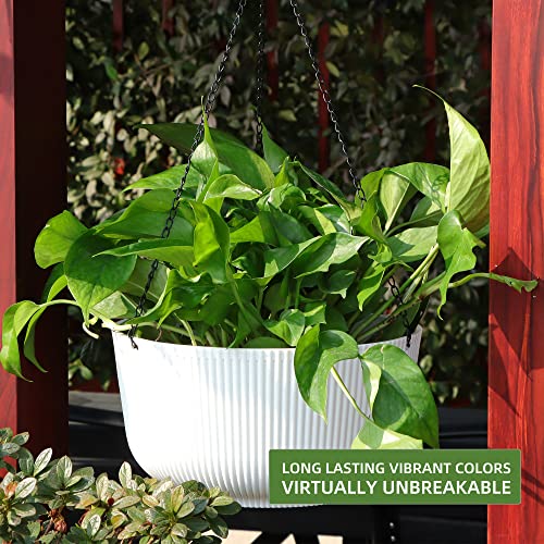 Dexceder 8.75 Inch Self Watering Hanging Planter (2 Pack, White) - color: White, size: 8.75 inch