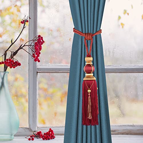 Paired Lantern Single Hanging Ball Tassels Curtains Buckle Sling Binding Lantern Tiebacks Handcrafted Braided Buckle Drapery Curtain Holdbacks Window Treatments for Home 2 Pack - color: Dark Coffee, size: 11.81 inches