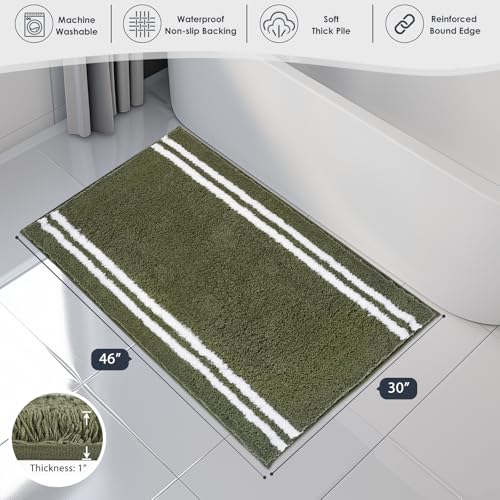 PURRUGS Bathroom Rug, Bath Mat, 30" x 46", Olive Green - color: Olive Green, size: 30" X 46"