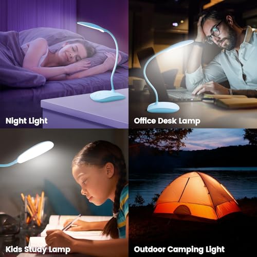 Portable Battery Powered Desk Lamp Small Rechargeable LED Table Light - color: Blue(2PACK)