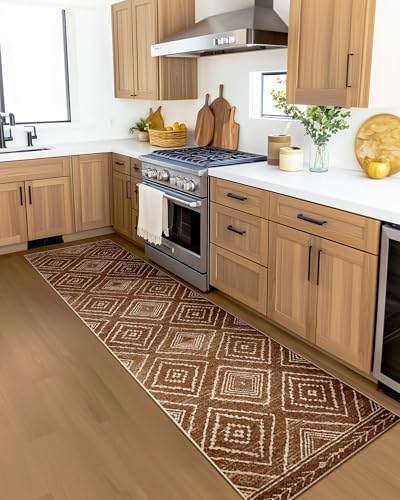 BESTSWEETIE 2'x8' Washable Area Rug for Living Room Runner Yellowbrown - color: Yellowbrown/Cream, size: 2' x 8' (Rectangular)