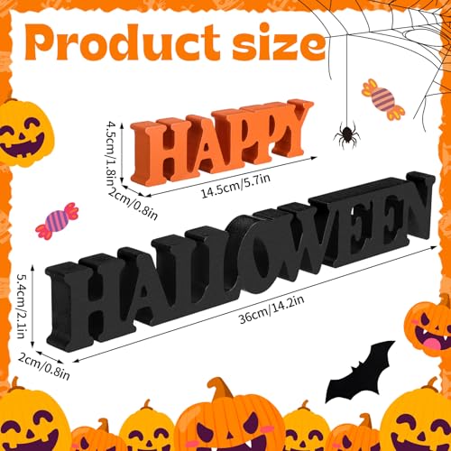 Yalikop Halloween Wooden Sign Blocks Happy Halloween Tabletop Decor - style: Halloween