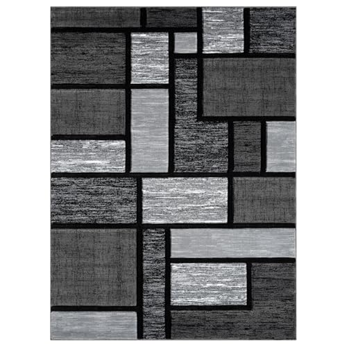Modern 6x9 Grey Geometry Living Room Rug - Area Rugs for Living Room Dining & Bedroom - Hand Carved Runner Carpet - Durable Polyester - Non-Fade Stain-Resistant - Turkish Made - color: Grey, size: 6' x 9' (Rectangular)