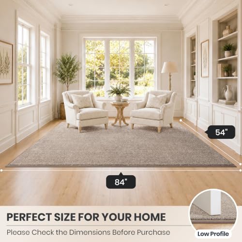 PURRUGS Area Rug, 54" x 84", Taupe - color: Taupe, size: 54" X 84"