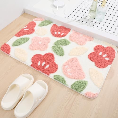 Molesun Floral Bath Mat 16x24, Soft Absorbent Microfiber Bath Rugs - color: Tiny Flowers, size: 16" x 24"