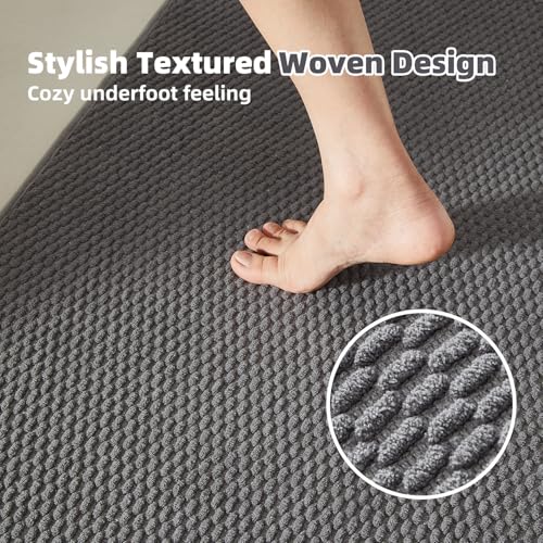 TYUU Large Bathroom Rugs Non Slip Washable Bath Rugs Super Absorbent Bathroom Rug Thin Quick Dry Low Pile Bath Mats, Dark Grey 36"x60" - color: Dark Grey, size: 3' X 5' (Rectangular)