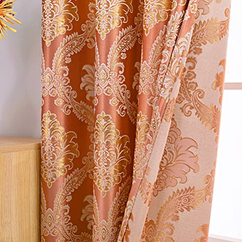 ELKCA Golden Jacquard Swag Waterfall Valance Luxury Curtain Valance for Living Room (Damask-Coffee, W79 Inch, 1 Panel) - color: Valance,damask-coffee, size: 79"W x 43"L (Pack of 1)