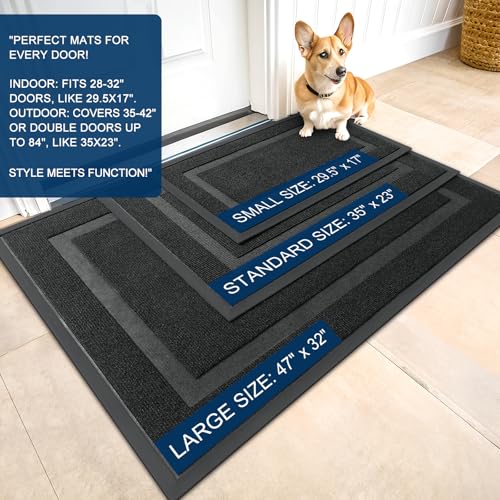 OLANLY Front Door Mat Outside 71x47, All-Season Heavy-Duty Rubber Doormat - color: Black, size: 71" x 47"