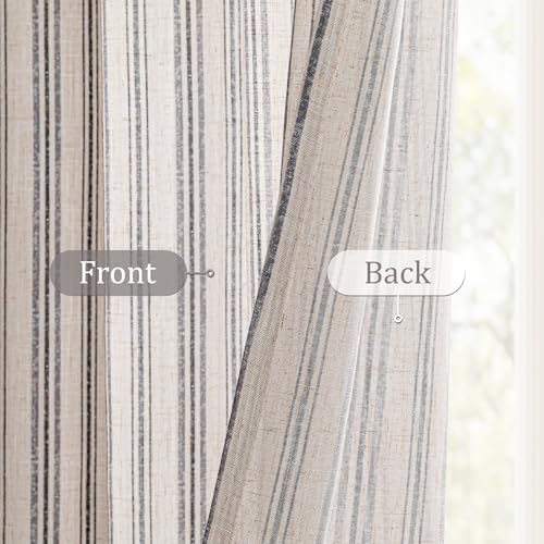 MYSKY HOME Dark Grey Striped Linen Curtains for Living Room 52x84,2 Panels - color: B-dark Grey, size: 52"W x 84"L (Pack of 2)