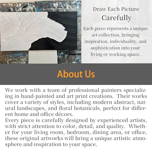 Black and White Abstract Wall Art Textured Oil Paintings 35x71 Inch - color: black, size: 35"L x 71"W